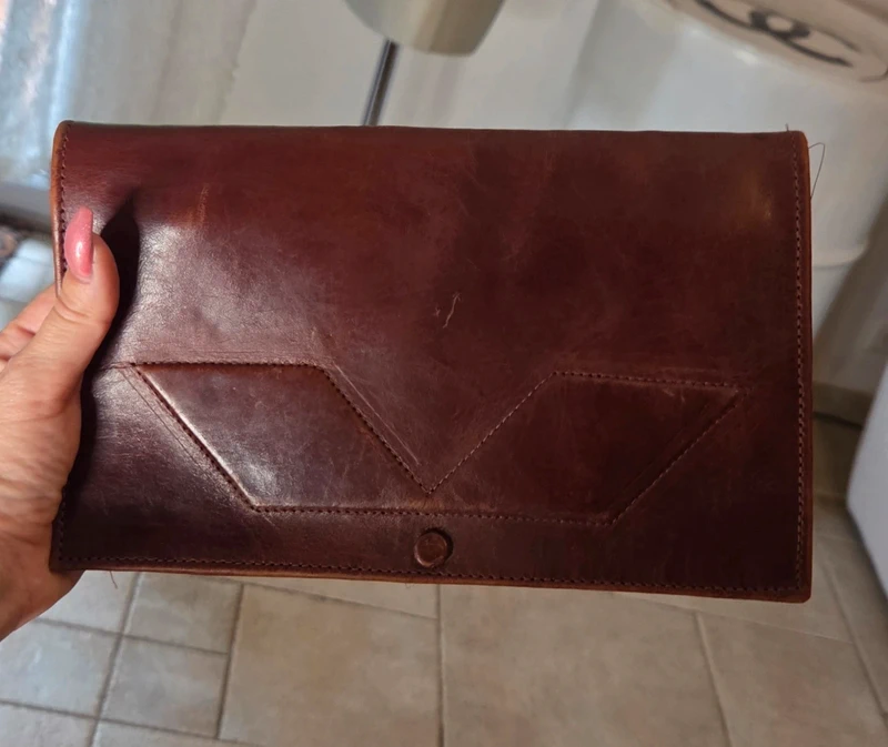 Pochette vintage Nazareno Gabrielli cuir marron Made in Italy clutch cuir très b