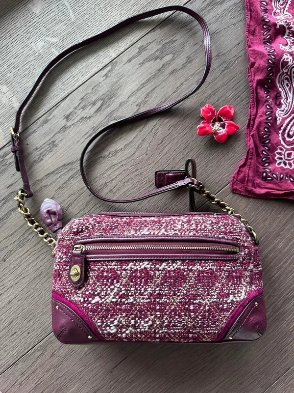 Sac bandoulière Coach en tweed et cuir style vintage
