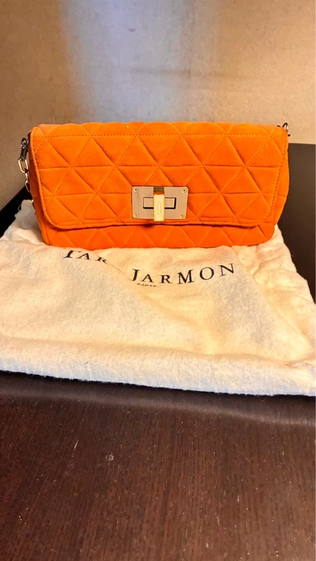 Tara Jarmon Sac baguette en veau velour orange