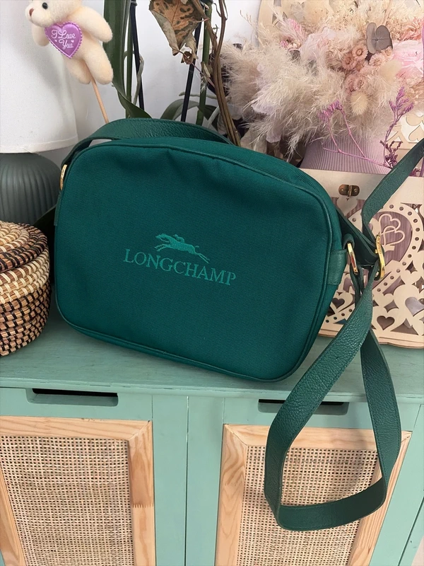 Sacoche en toile longchamp verte très bon état