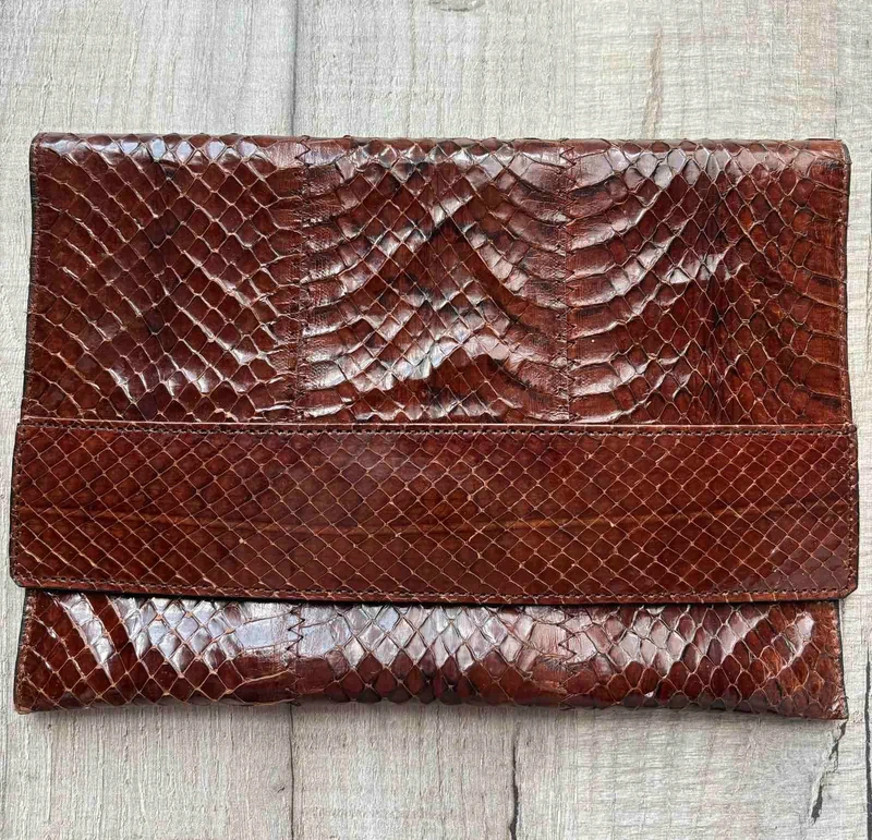 Pochette vintage en véritable peau de serpent python