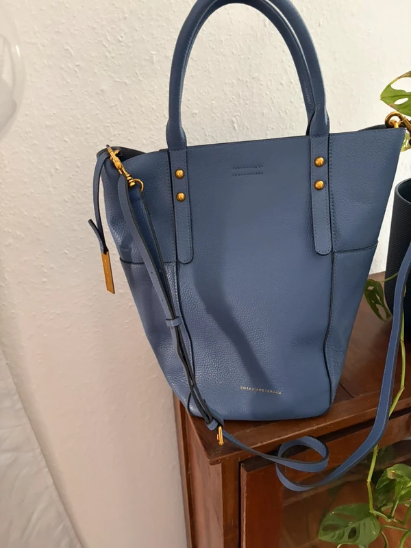 Sac seau Smaak Amsterdam en cuir graine bleu