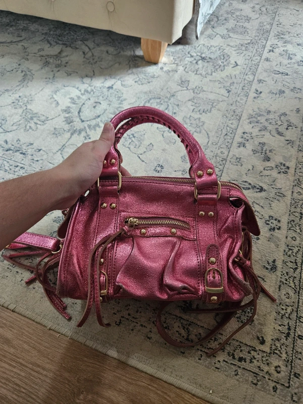 Sac en cuir véritable fuchsia
