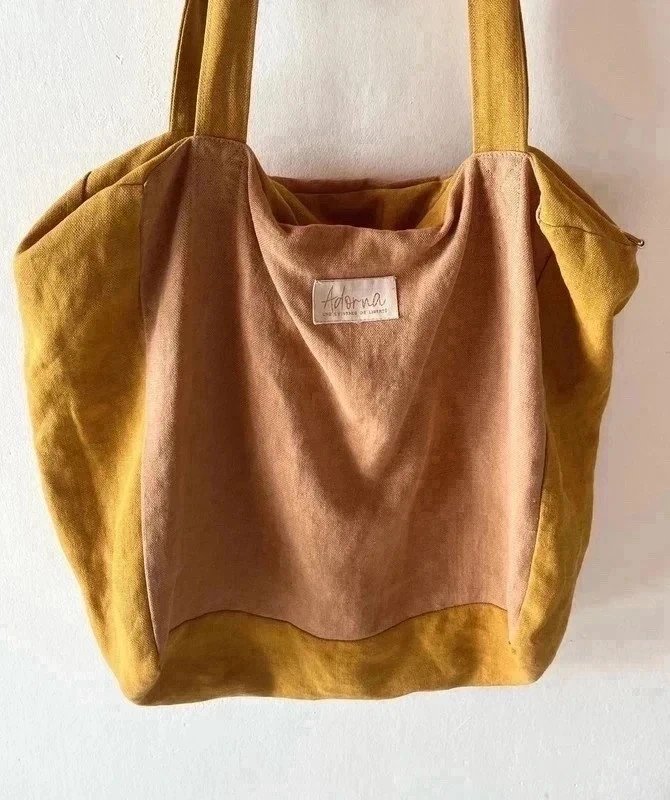 Très beau sac cabas en lin Adorna