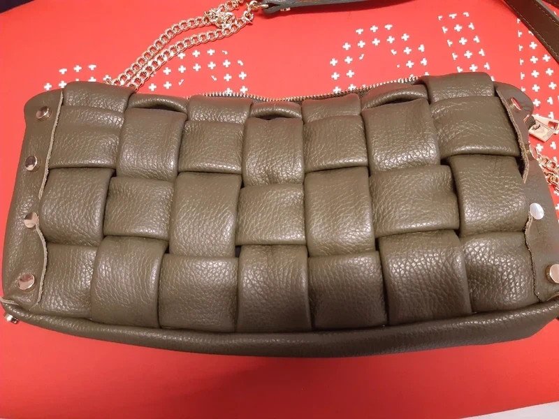 Sac matelassé en cuir vert kaki made in Italy