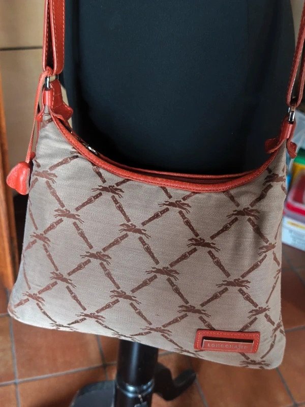 Sac bandoulière Longchamp vintage en toile monogramme et cuir