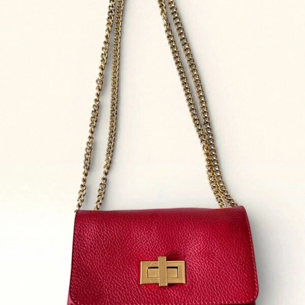 Sac Bandoulière Cuir Rouge Vif Made in Italy Dorée Chic