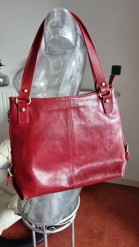 Sac bandoulière cuir rouge/bordeaux Florence Made in Italie