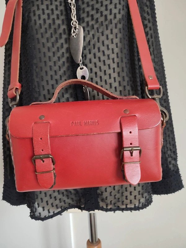 Sac à bandoulière en cuir rouge Paul Marius