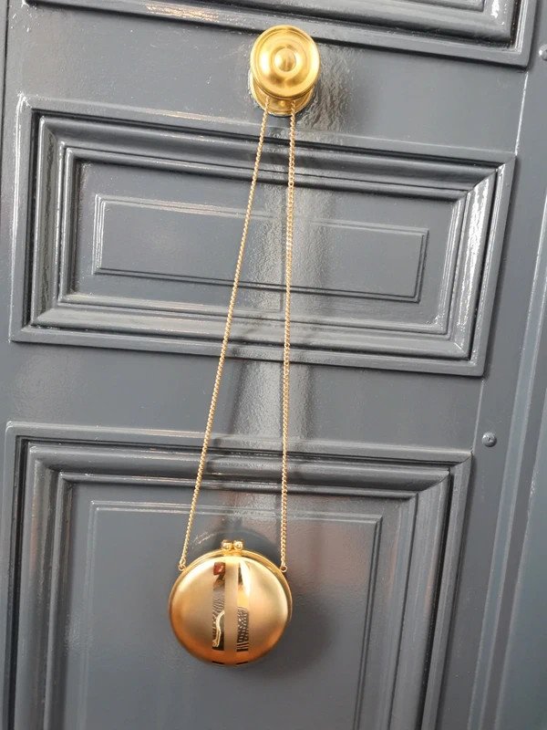 Sac Bijou Rond Doré Vintage (1980) - Diamètre 13cm (Idéal Cérémonie)