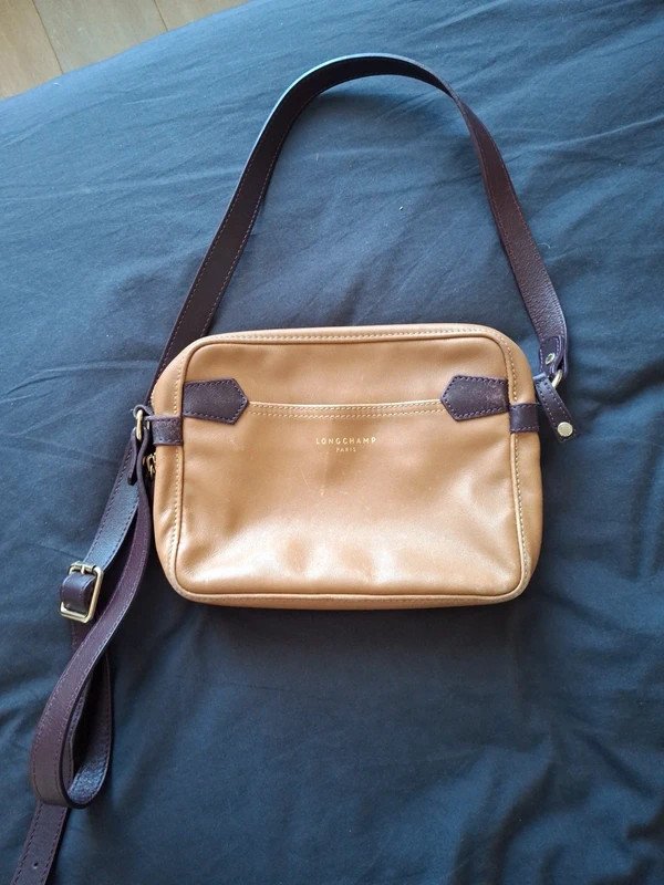 Sac bandoulière cuir camel Longchamp