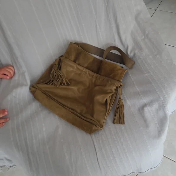 Sac bandoulière cuir kaki