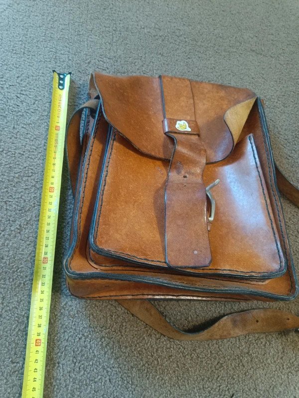 Grand Sac Besace Cartable Vintage Cuir Rigide Martine Parlon Paris Années 70/80