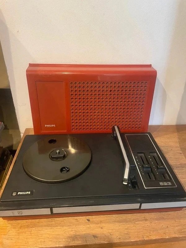 Tourne-disque vinyle vintage Philips 22GF523 (Rouge orange Pop)