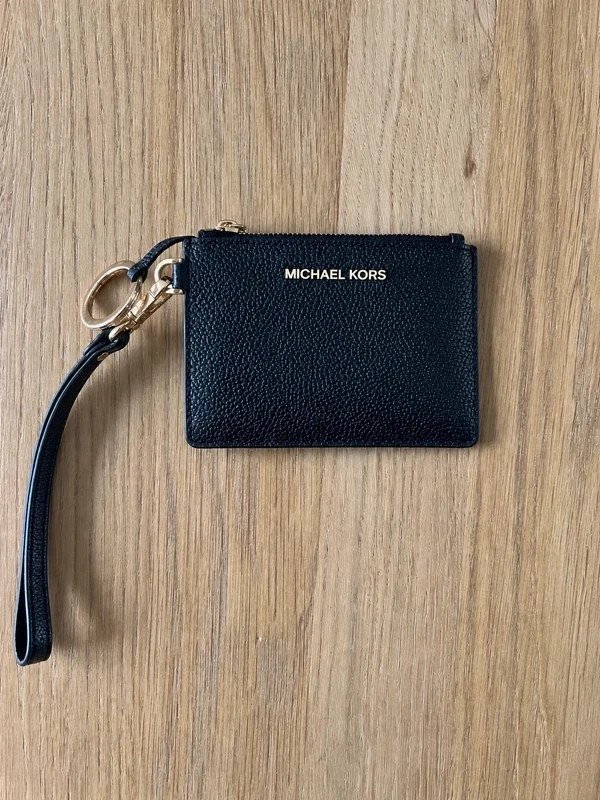 Porte-monnaie / porte-cartes noir Michael Kors avec dragonne