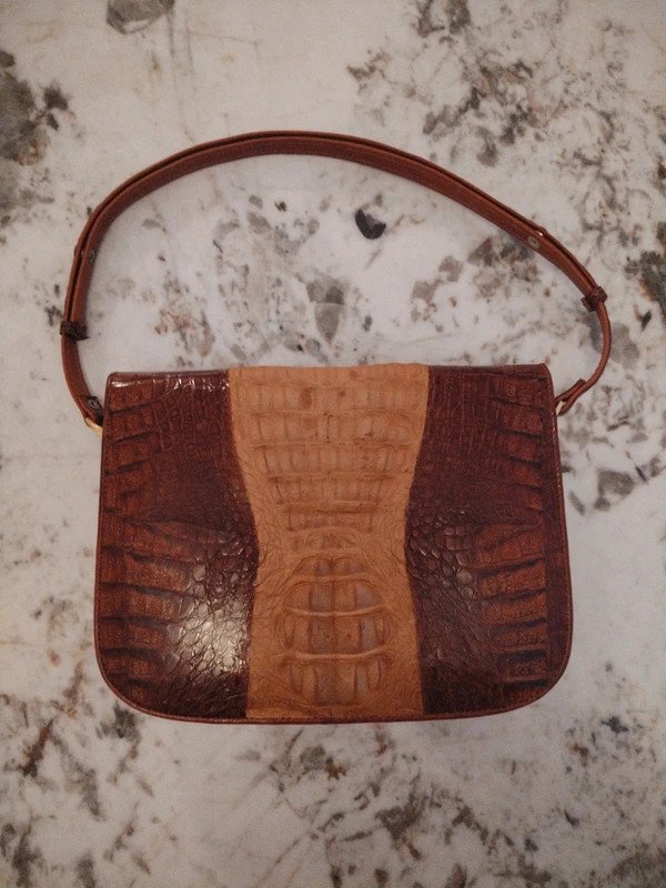 Sac à main vintage en cuir véritable marron