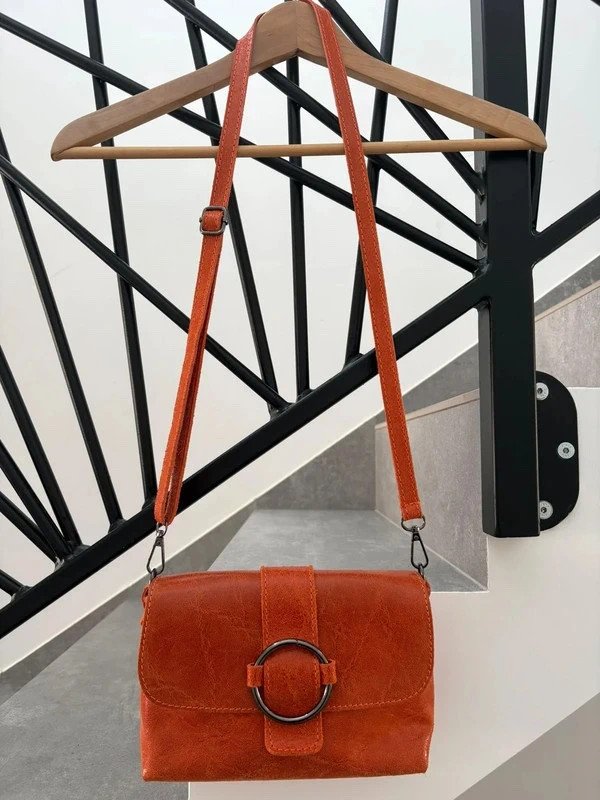 Sac bandoulière orange en cuir Articles de Paris