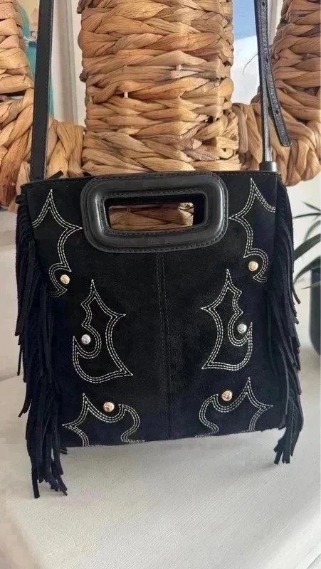 Sac M Maje noir broderies/clous