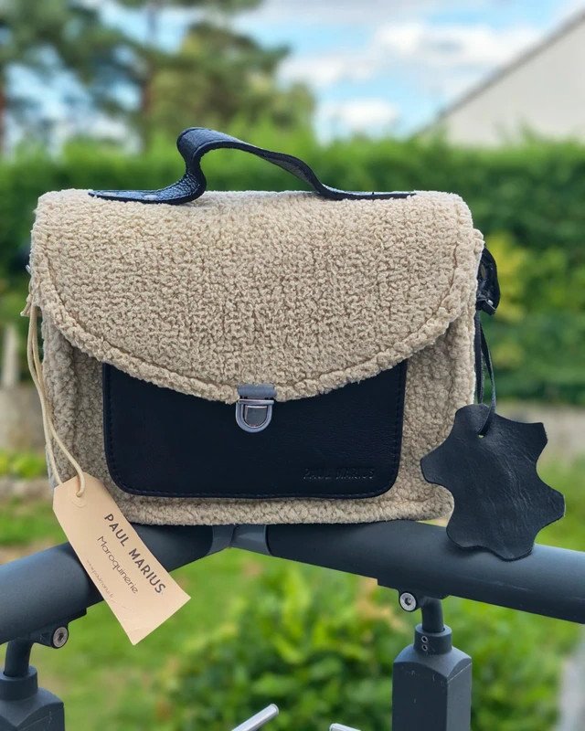 Sac en cuir Paul Marius mademoiselle George Himalaya noir huilé moumoute