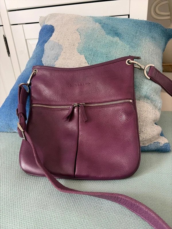 Sac longchamp cuir violet bandoulière