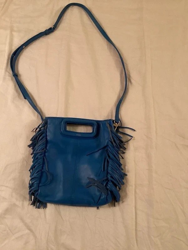 Sac maje en cuir bleu