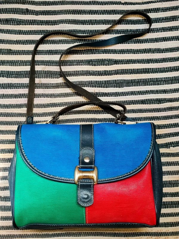 Sac à bandoulière en cuir color block