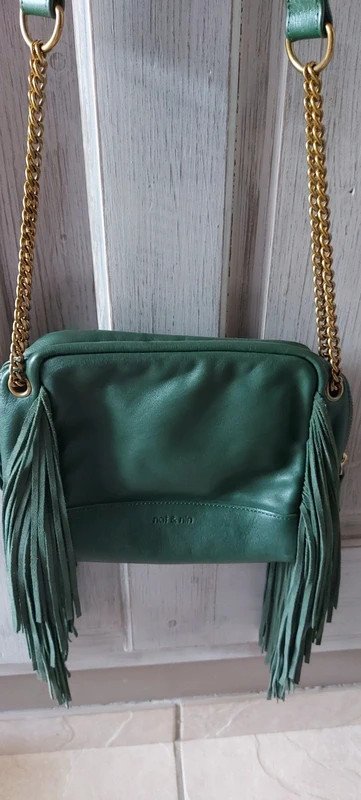 Sac en cuir vert Nat et Nin Giulia à franges