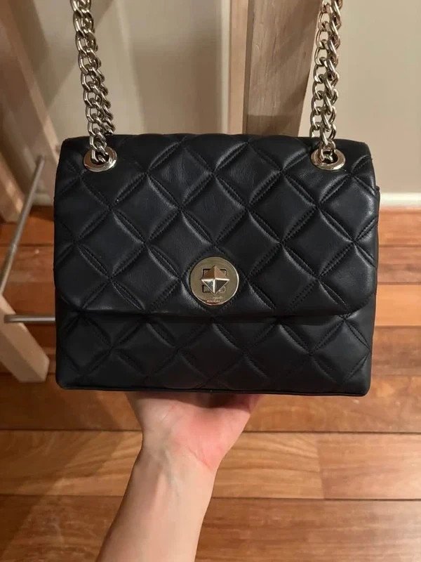 Sac a main Kade Spade Natalia cuir noir matellassé quilted cuir crossbo