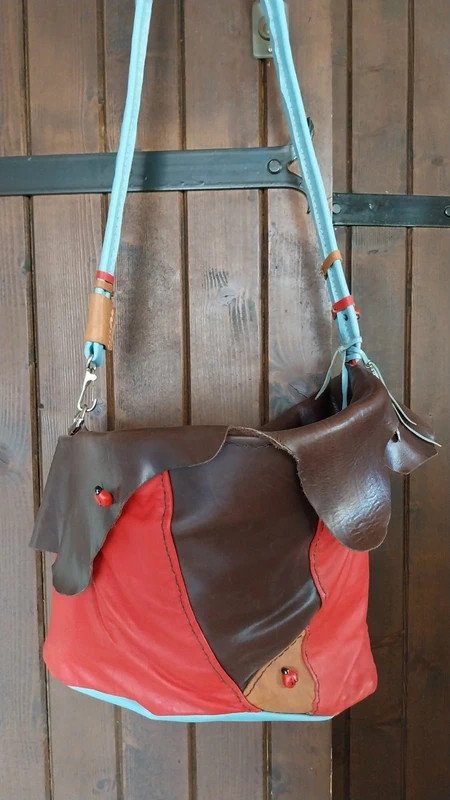 Sac à main en cuir très original, fait main, pièce unique