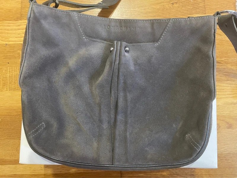 Sac bandoulière Longchamp en daim gris