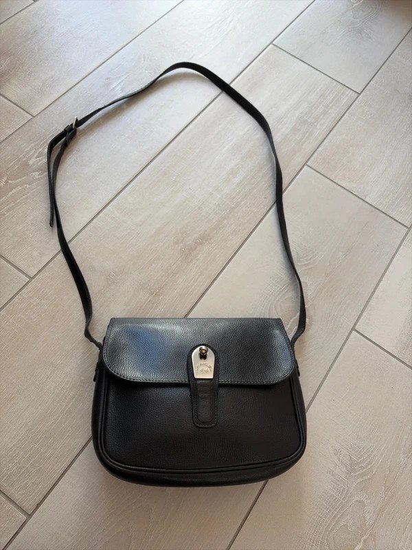 Petit sac lancel en cuir, noir, vintage