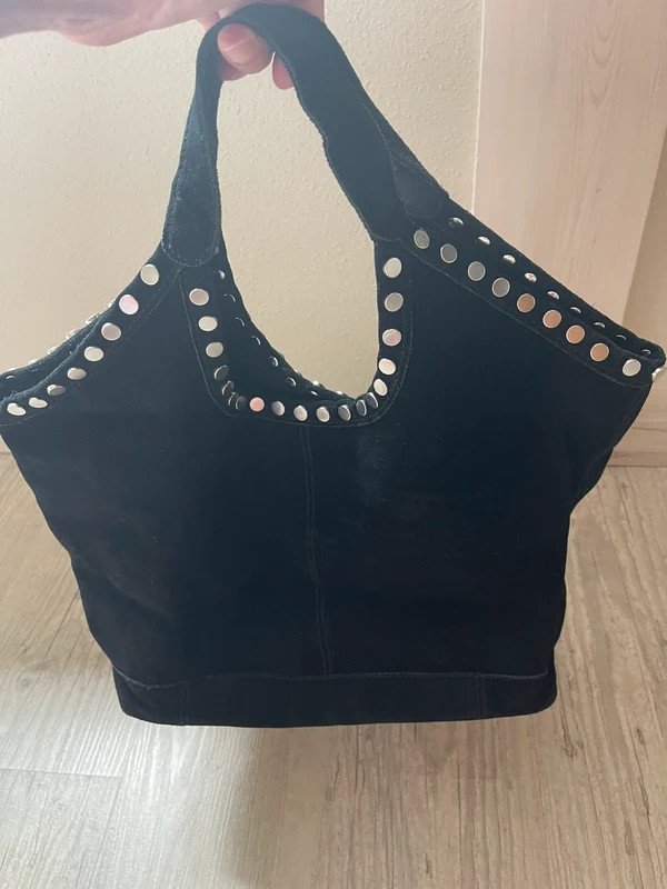 Grand sac daim noir avec clous argentés Mellow Yellow