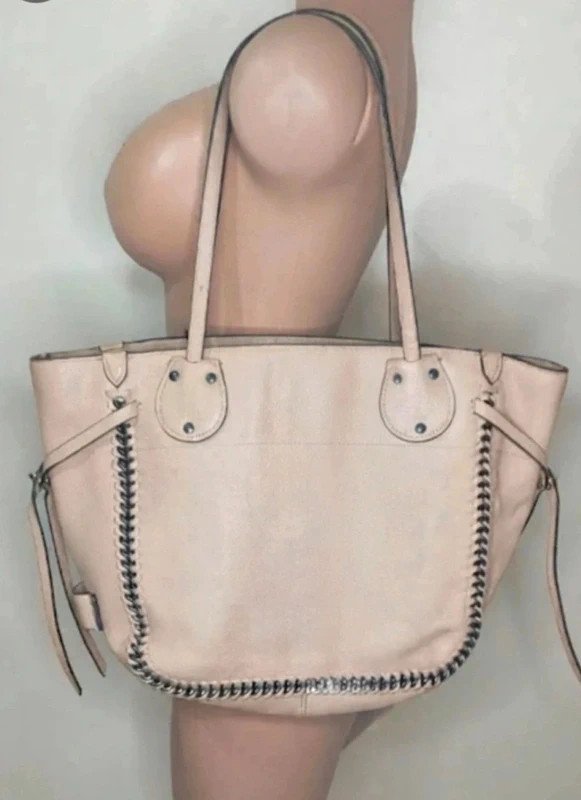 Coach - Grand sac cabas cuir beige chaîne tressée