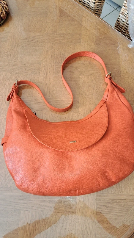 Superbe grand sac cuir Pepita orange