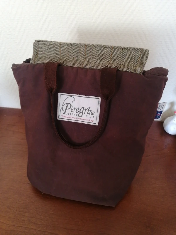 Sac lunch fourre tout laine & cuir Peregrine style campagne anglaise
