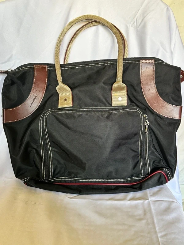 💼 Lancel Paris – Sacoche ordinateur / porte-documents – Noir & marron – 45×32×13