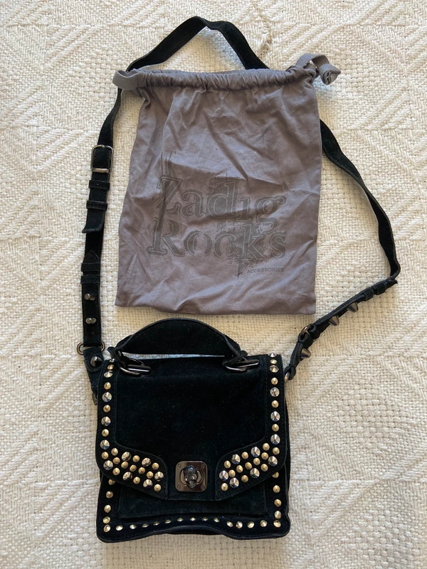 Sac zadig et Voltaire cuir nubuck noir clous rock