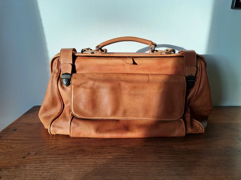 Sac cuir camel vintage