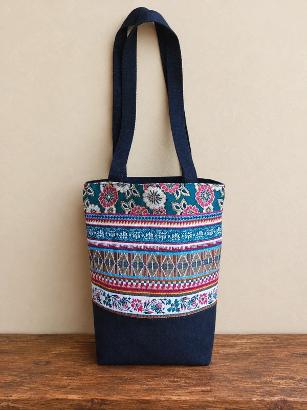 Sac à main motif fleurs folkloriques, création artisanale