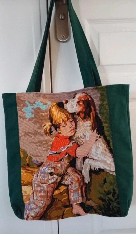 Tote bag canevas recyclé enfant animal fait main pièce unique