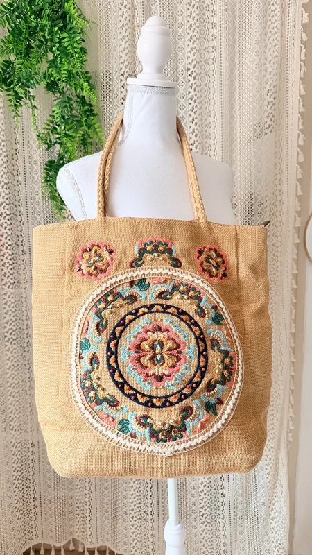 Sac raphia bohème hippie boho