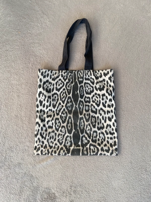 Tote Bag Yves Saint Laurent léopard noir et blanc
