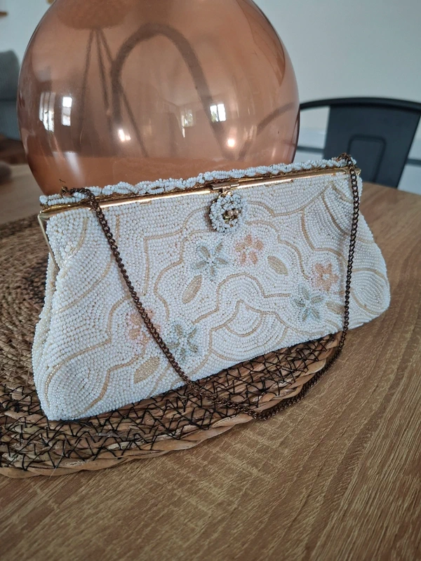 Pochette perlée vintage ancienne – Art déco – années 1920/30
