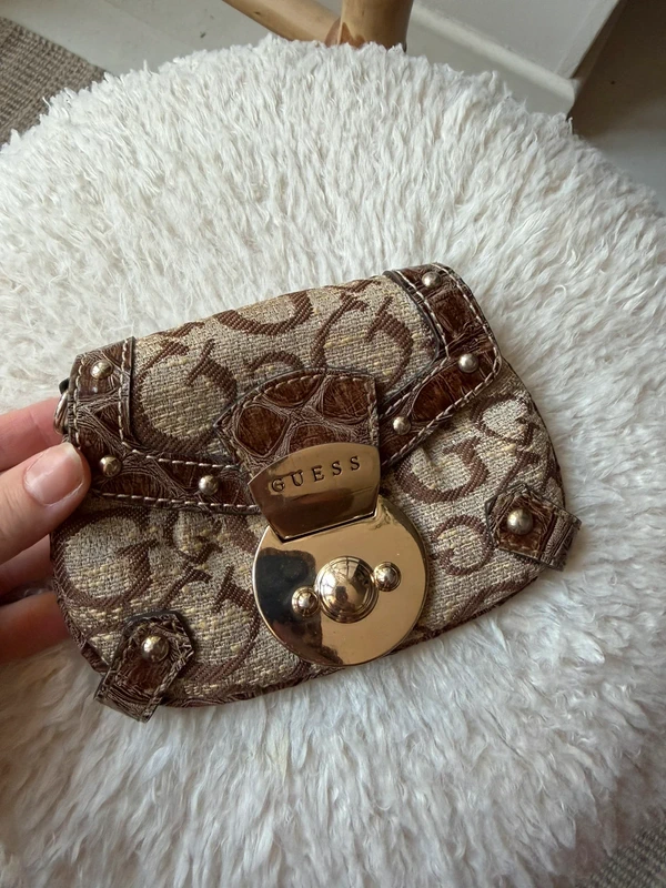Porte-monnaie vintage guess marron et beige
