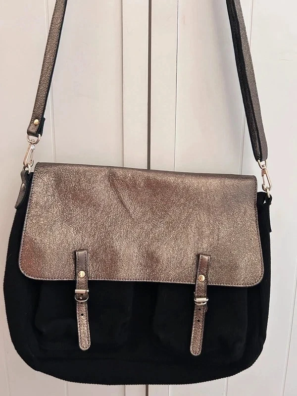 Sac craie réversible Maxi maths cuir doré et velours