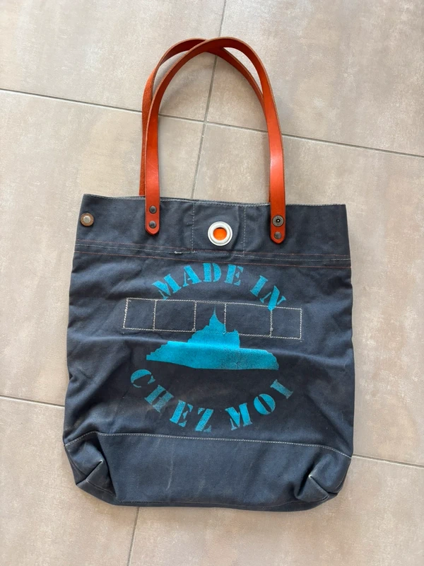 Tote bag WD BAGS – toile militaire vintage & cuir – Pièce numérotée