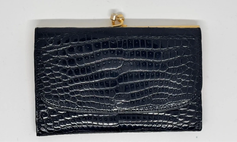 Portefeuille vintage Longchamp, cuir crocodile