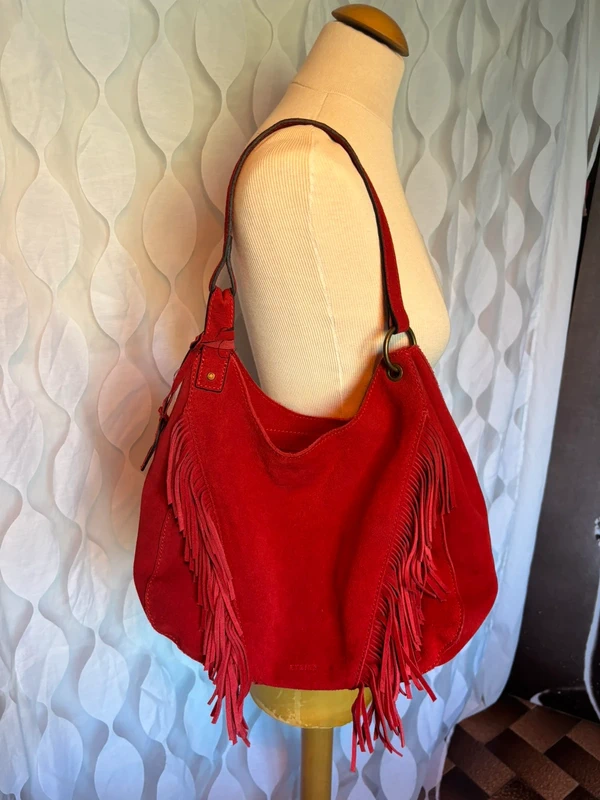 Magnifique Sac en Daim rouge Étrier