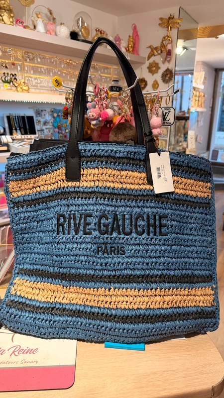 Sac Rive gauche raphia bleu