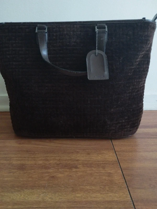 Sac à mai Le Tanneur maron cuir et tweed
